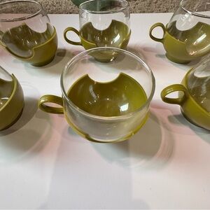 Green Glass Tea Cups Set